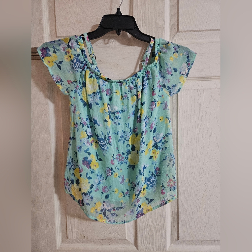 ABERCROMBIE KIDS BLUE FLORAL BLOUSE: GREAT CONDITION: SIZE 13/14